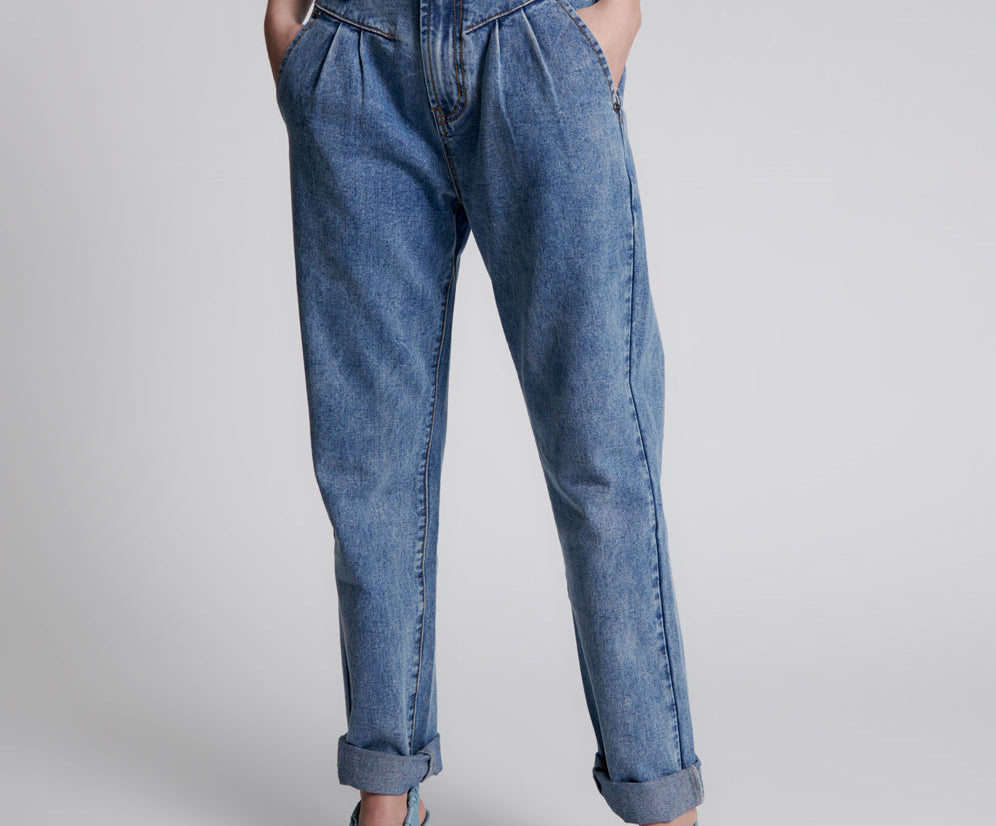 Streetwalkers High Waist Straight Leg Trouser Denim Jeans - Hollywood