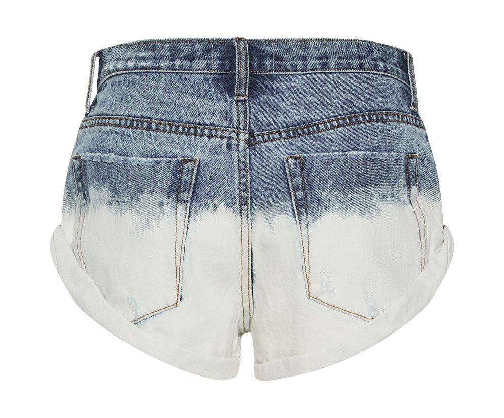 Bandits Low Waist Denim Shorts - Hollywood Blue Dip Dye