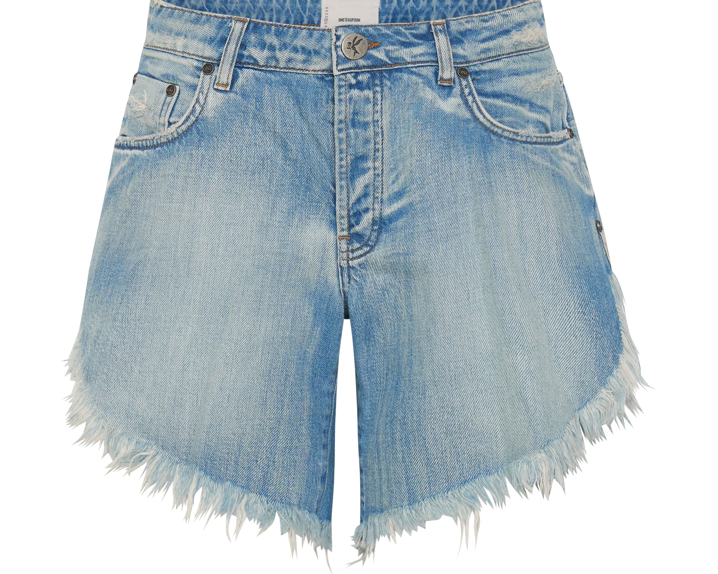 Frankies Low Waist Long Length Denim Shorts - Worn Out Hendrixe