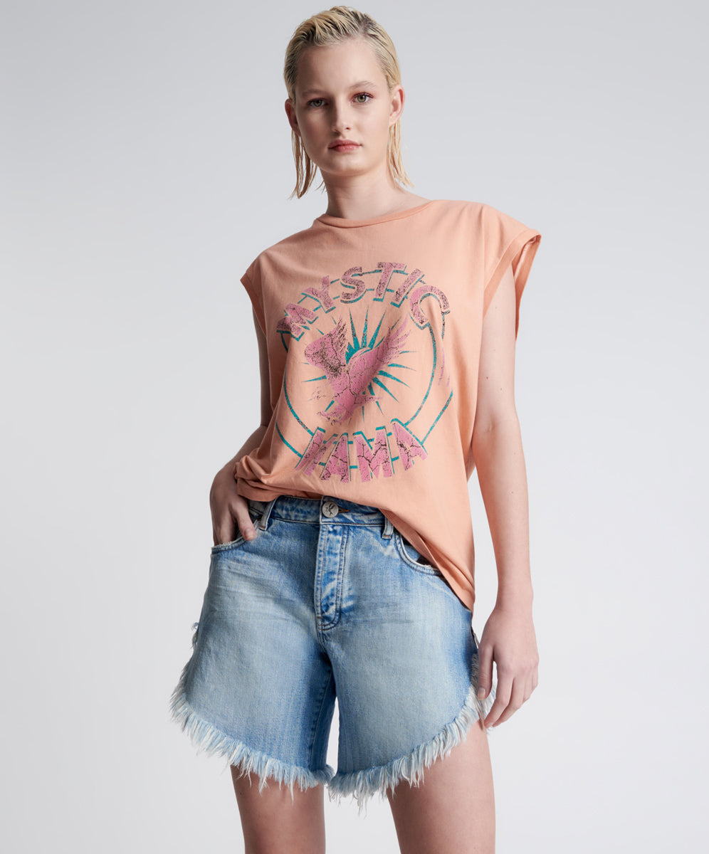 Products Frankies Low Waist Long Length Denim Shorts - Worn Out Hendrixe