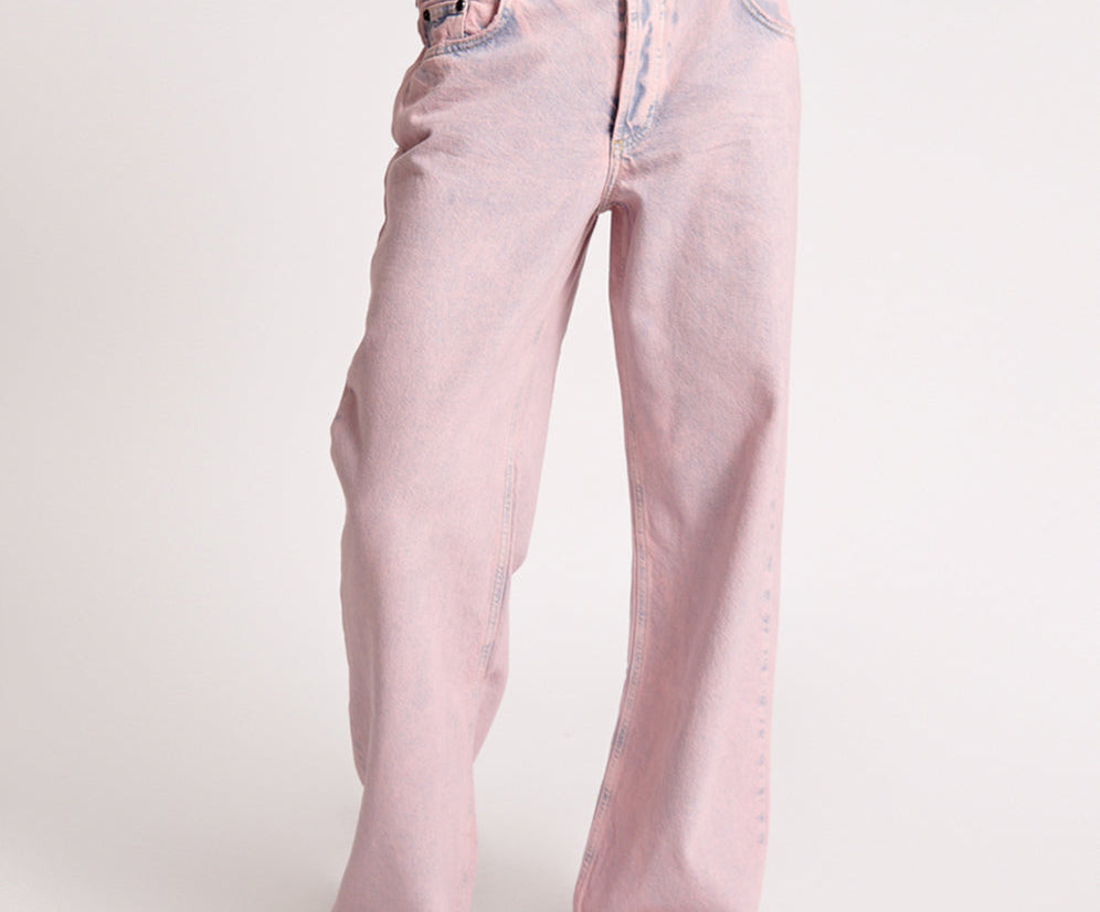 Jackson Mid Waist Wide Leg Denim Jeans - Pink Haze