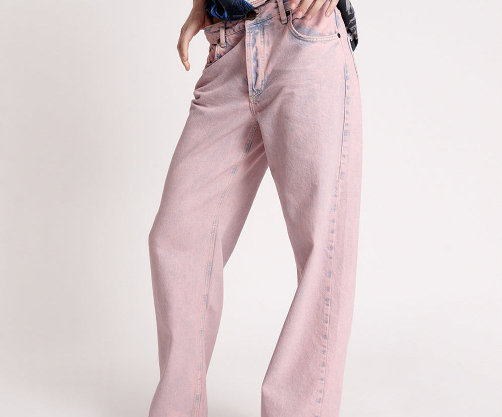 Jackson Mid Waist Wide Leg Denim Jeans - Pink Haze