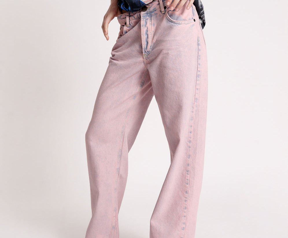 PINK HAZE JACKSON MID WAIST WIDE LEG JEANS