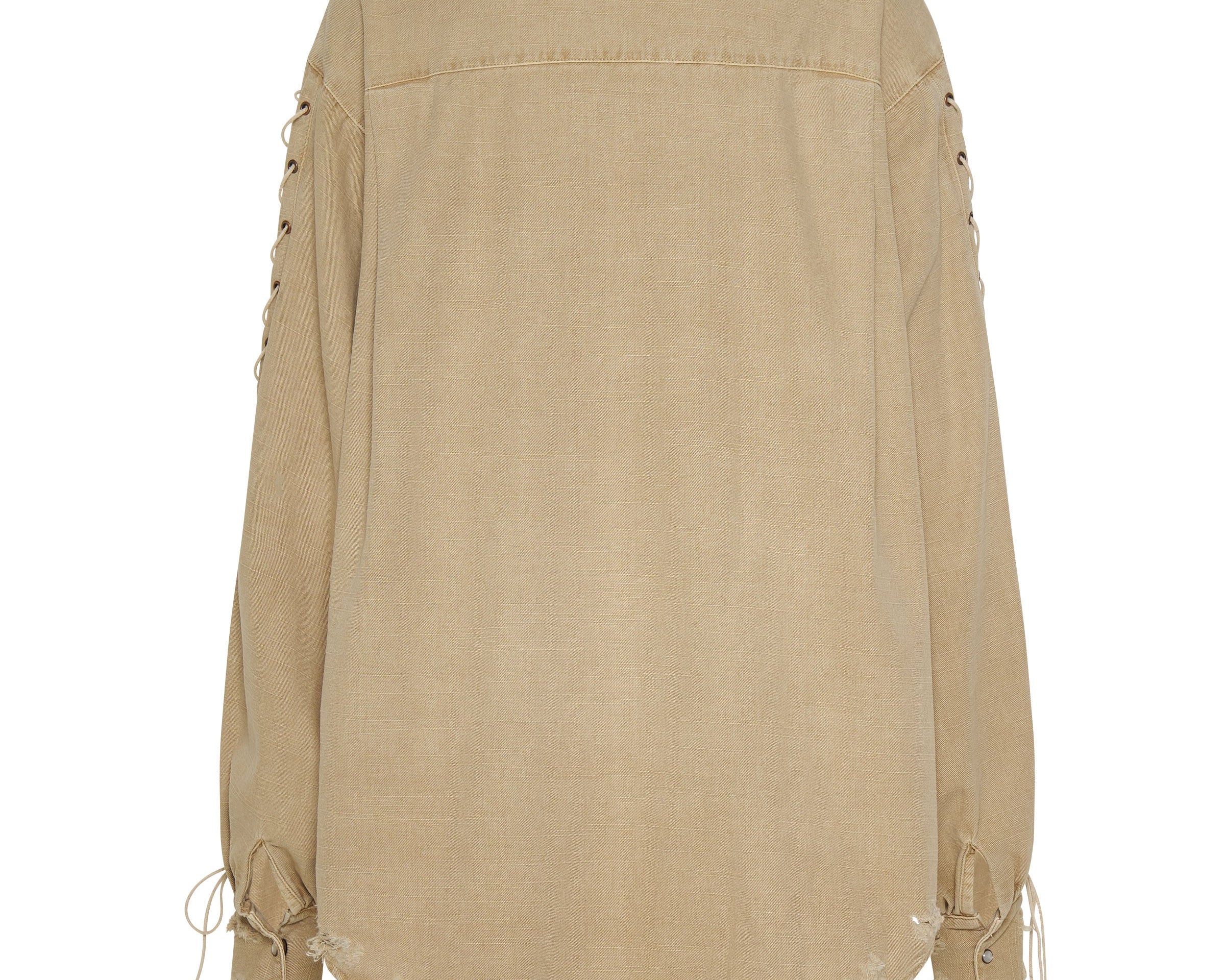 Johnny Lace Up Denim Shirt - Stone