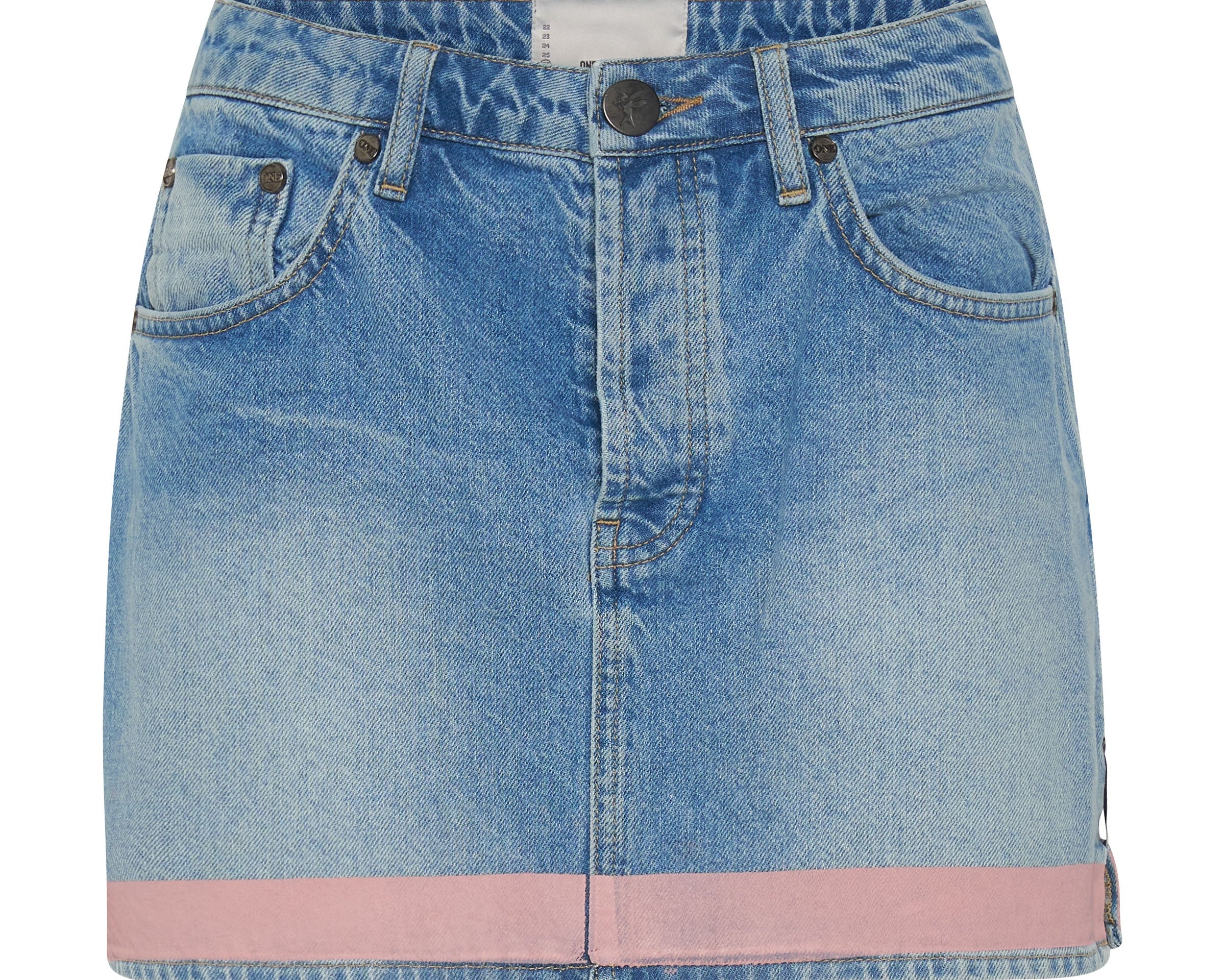 2020 High Waist Mini Denim Skirt - Linear Blue