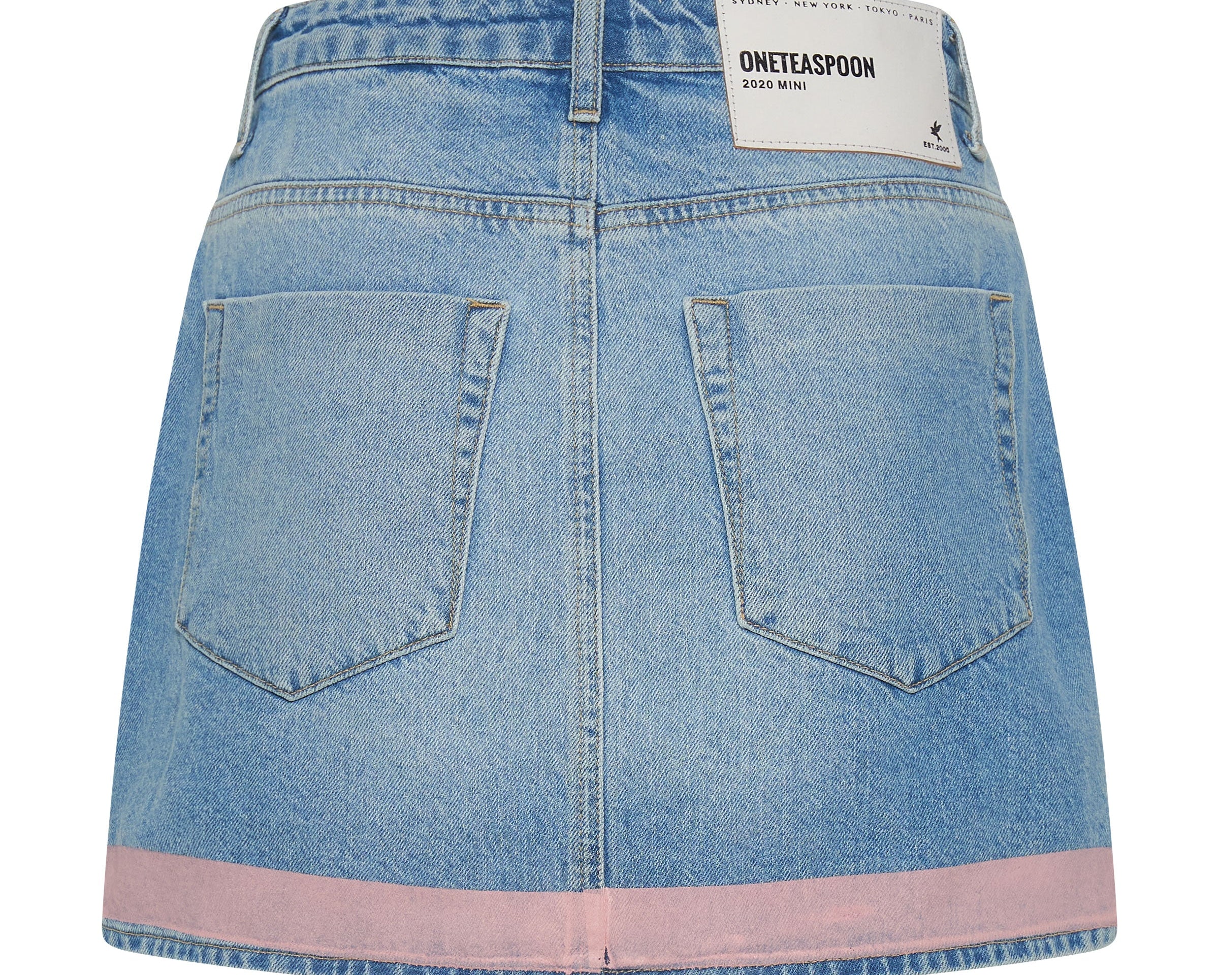 2020 High Waist Mini Denim Skirt - Linear Blue