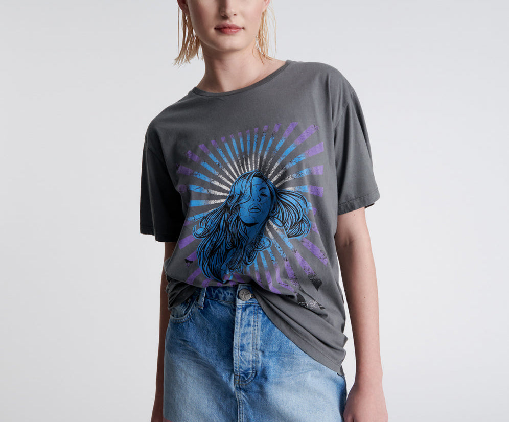 2020 High Waist Mini Denim Skirt - Linear Blue