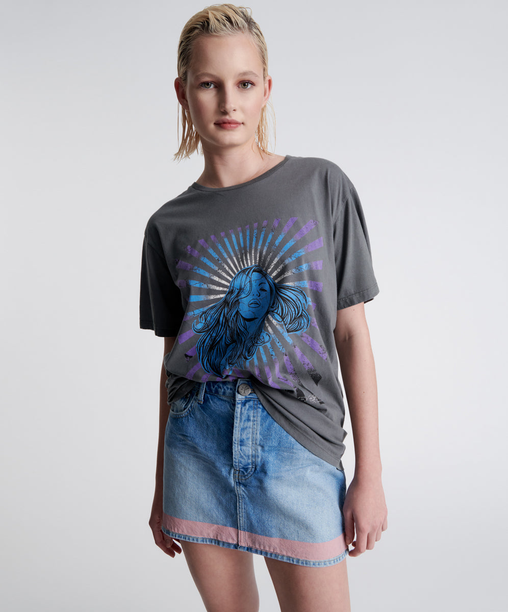 Products 2020 High Waist Mini Denim Skirt - Linear Blue