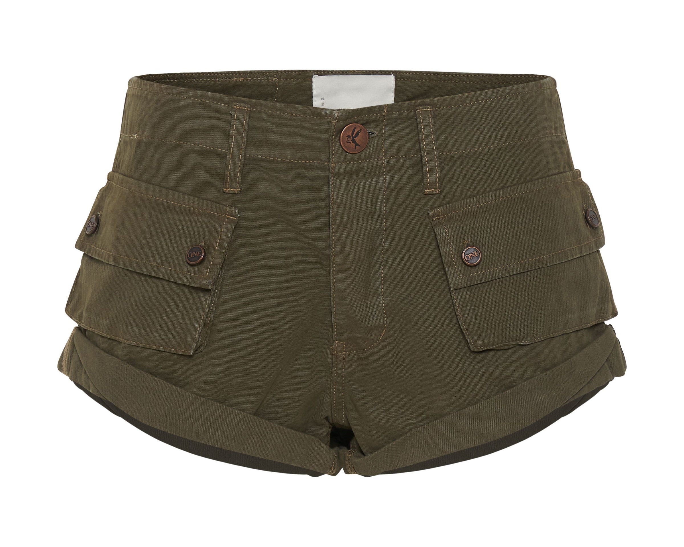 Cadet Bandits Low Waist Denim Shorts - Dark Khaki