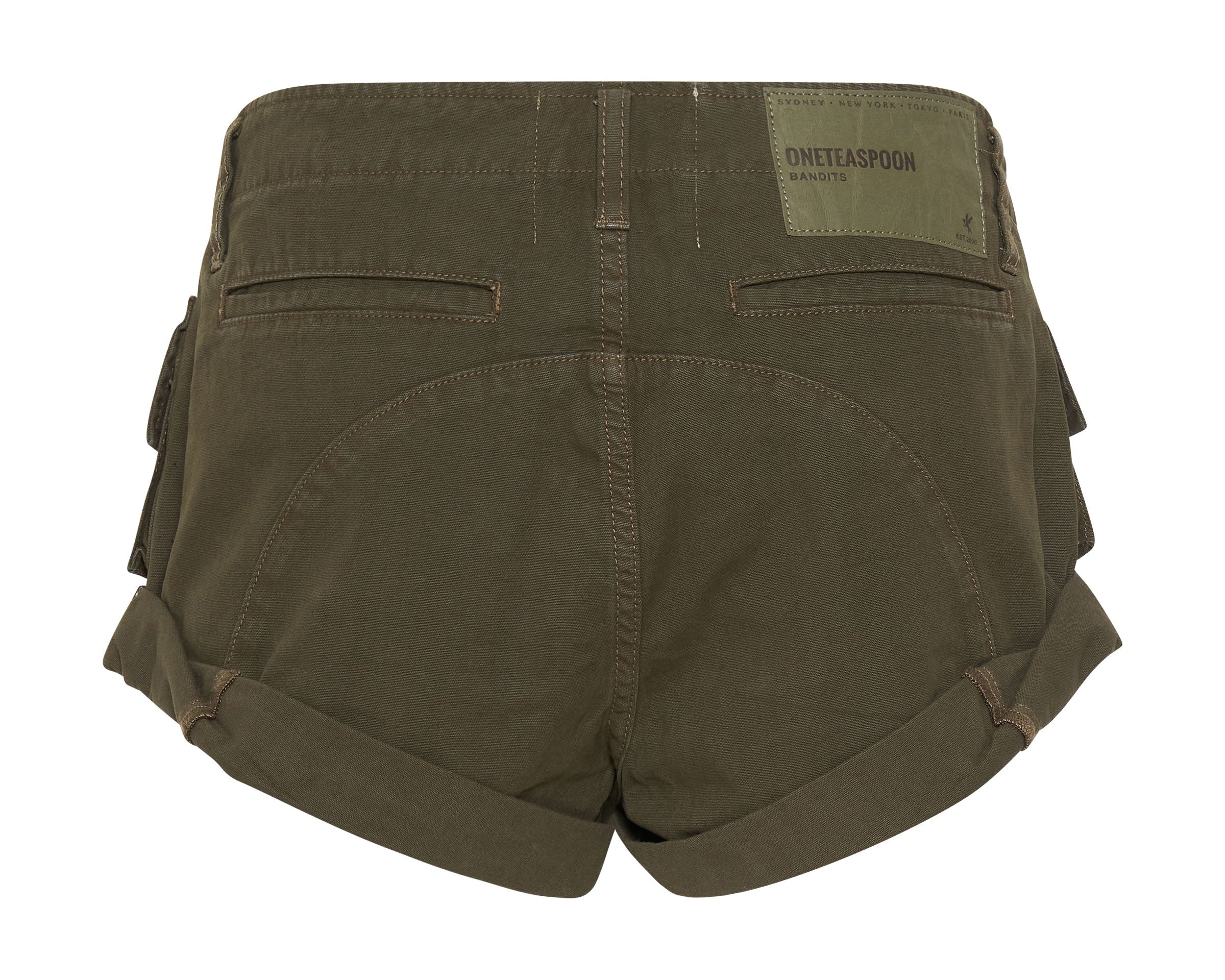 Cadet Bandits Low Waist Denim Shorts - Dark Khaki