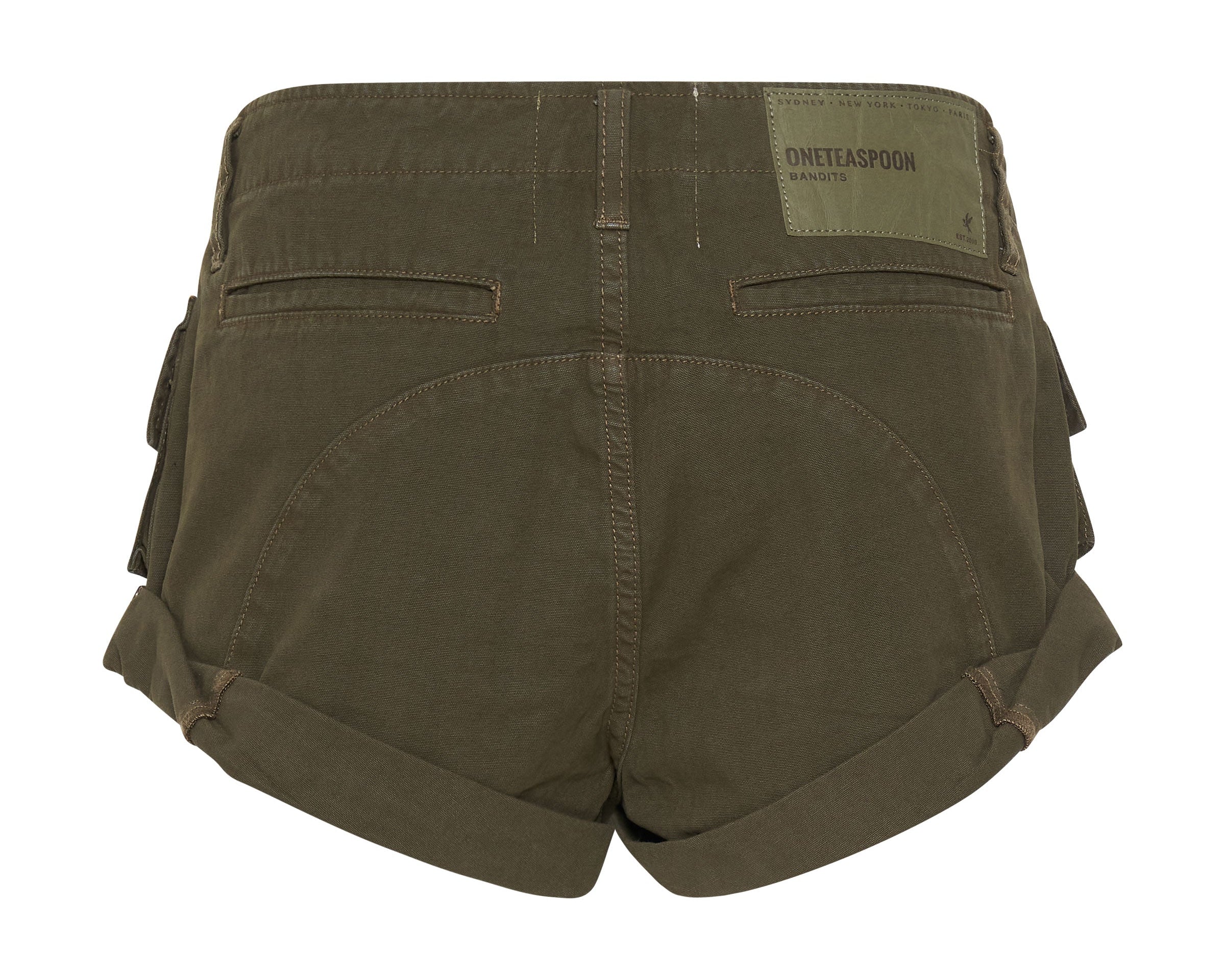 DARK KHAKI CADET BANDITS LOW WAIST SHORTS