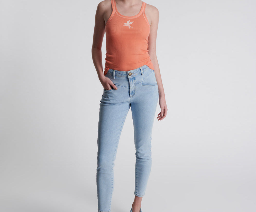 Preachers High Waist Skinny Stretch Denim Jeans Best Blue One