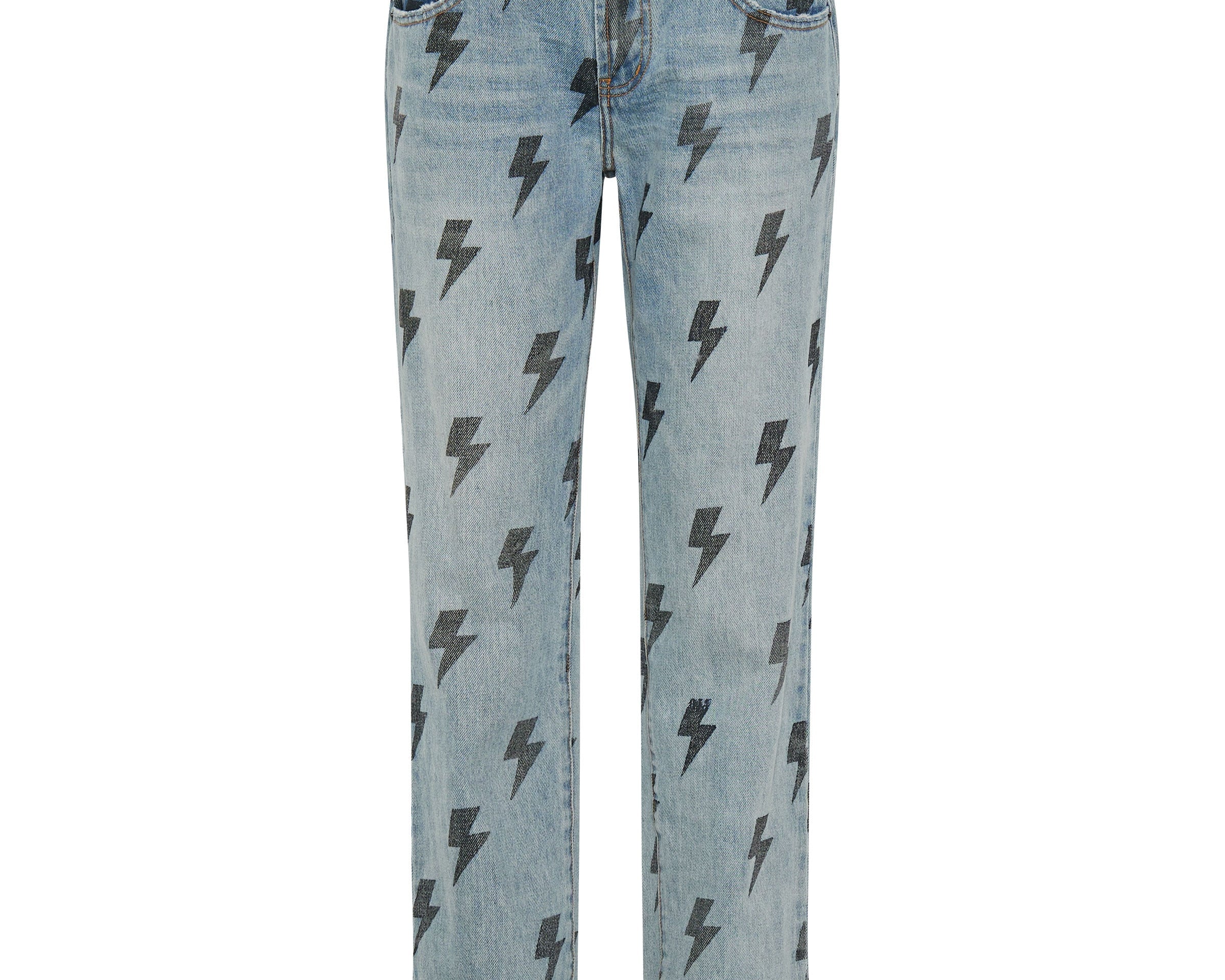 Trucker Low Waist Straight Leg Denim Jeans - Blue Lightning