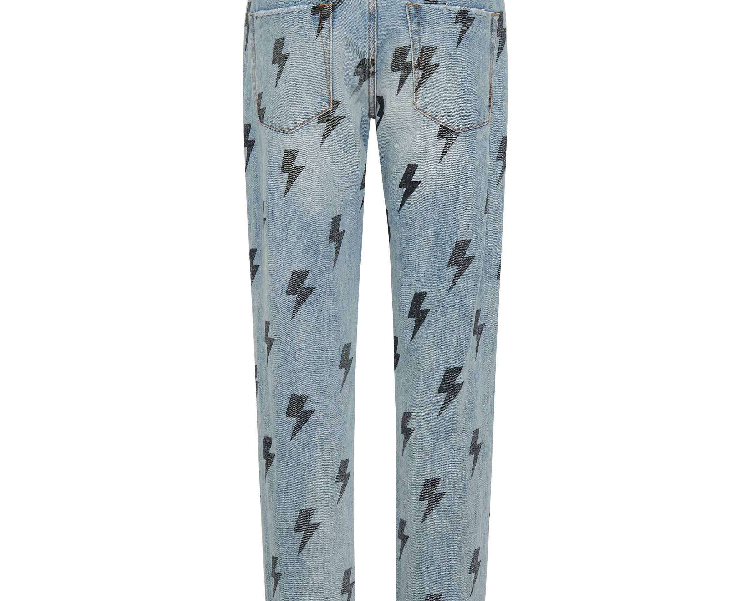 Trucker Low Waist Straight Leg Denim Jeans - Blue Lightning