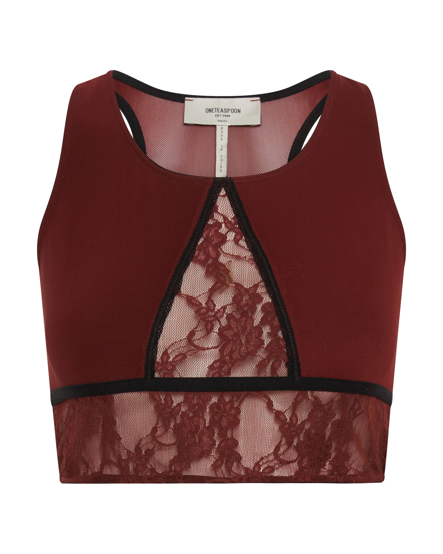 Products Lulu Mesh And Lace Bralette - Wine