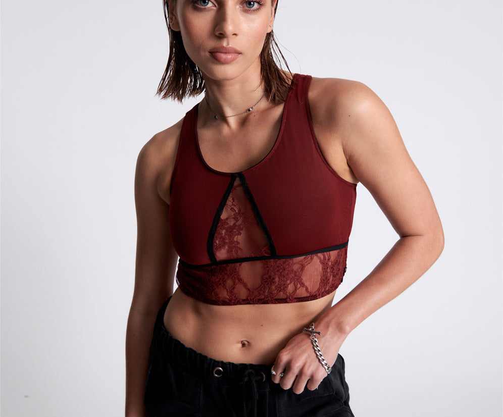LULU MESH AND LACE BRALETTE