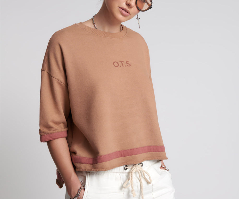 OTS SWEAT TEE BROWN