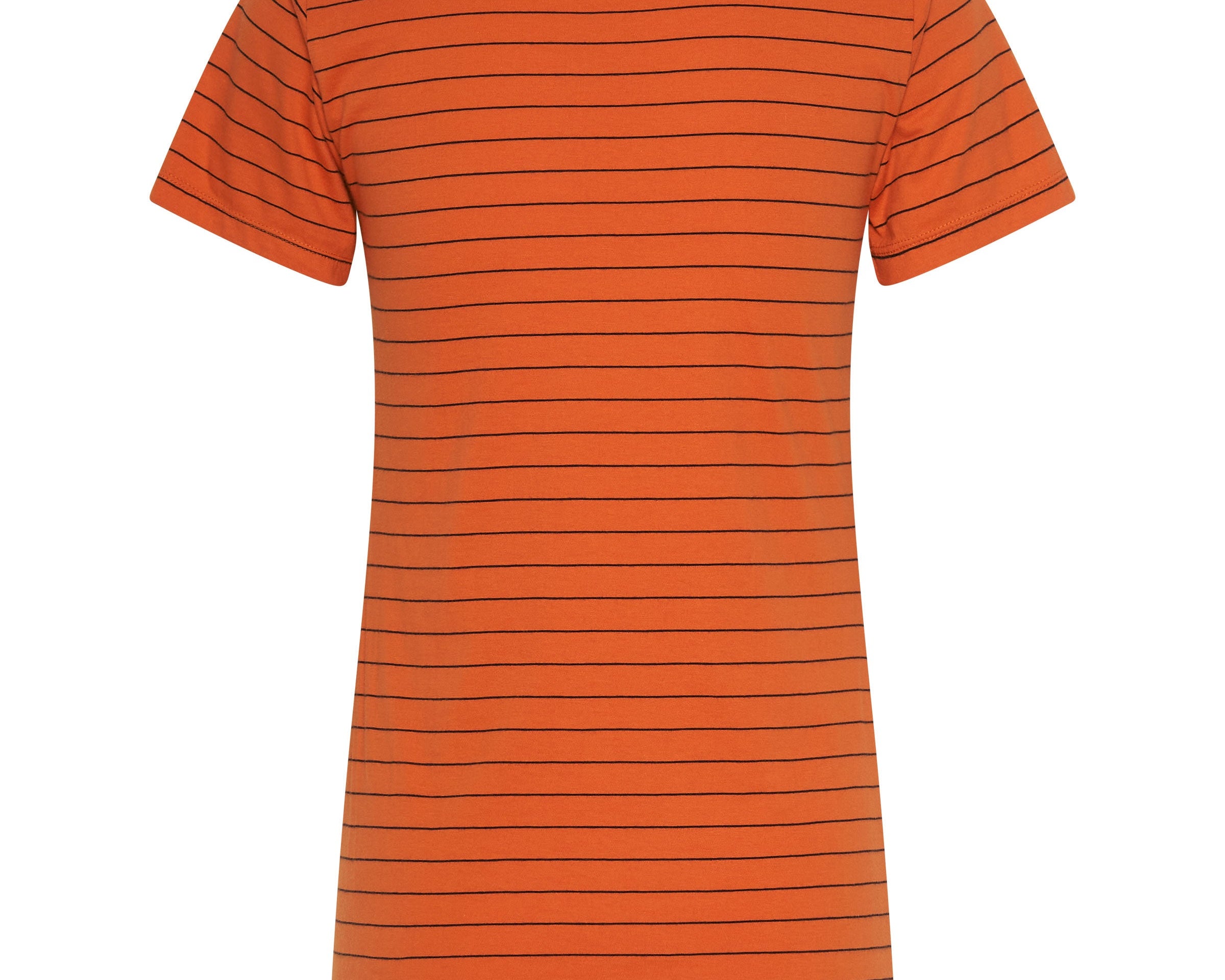 Bower Bird Embroidered Logo Fitted Tee Orange - Orange Stripe