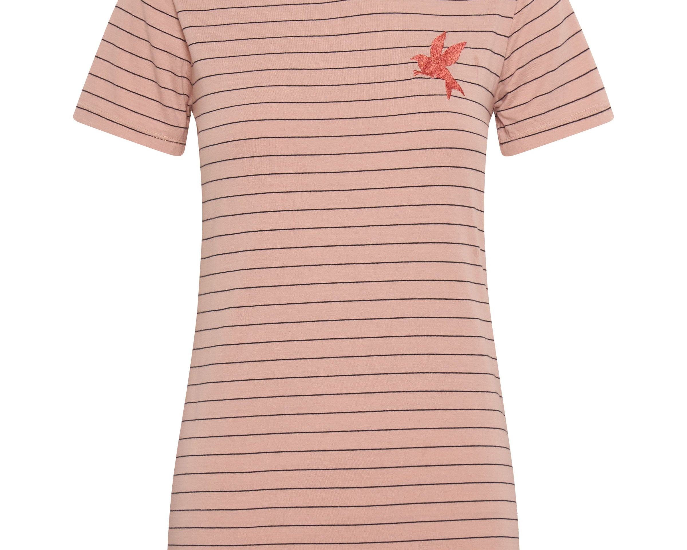 BOWER BIRD EMBROIDERED LOGO FITTED TEE PINK