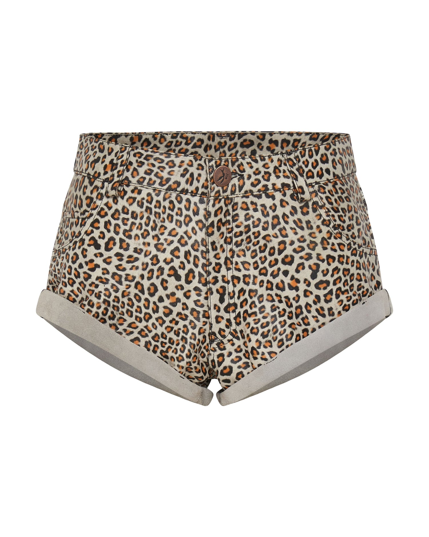 Products Low Waist Bandits Leather Shorts - Leopard