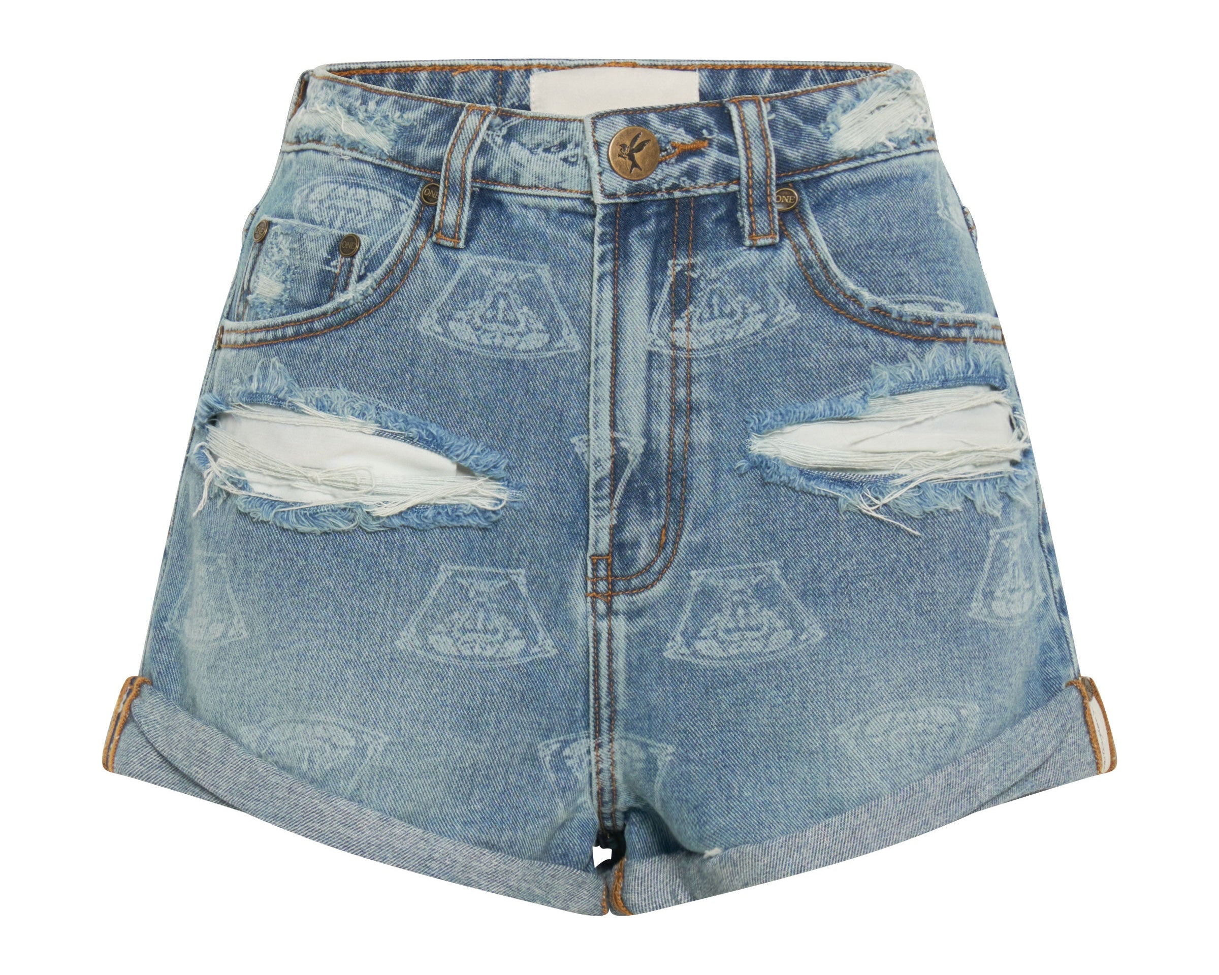 Bandits High Waist Denim Shorts - Medusa Blue