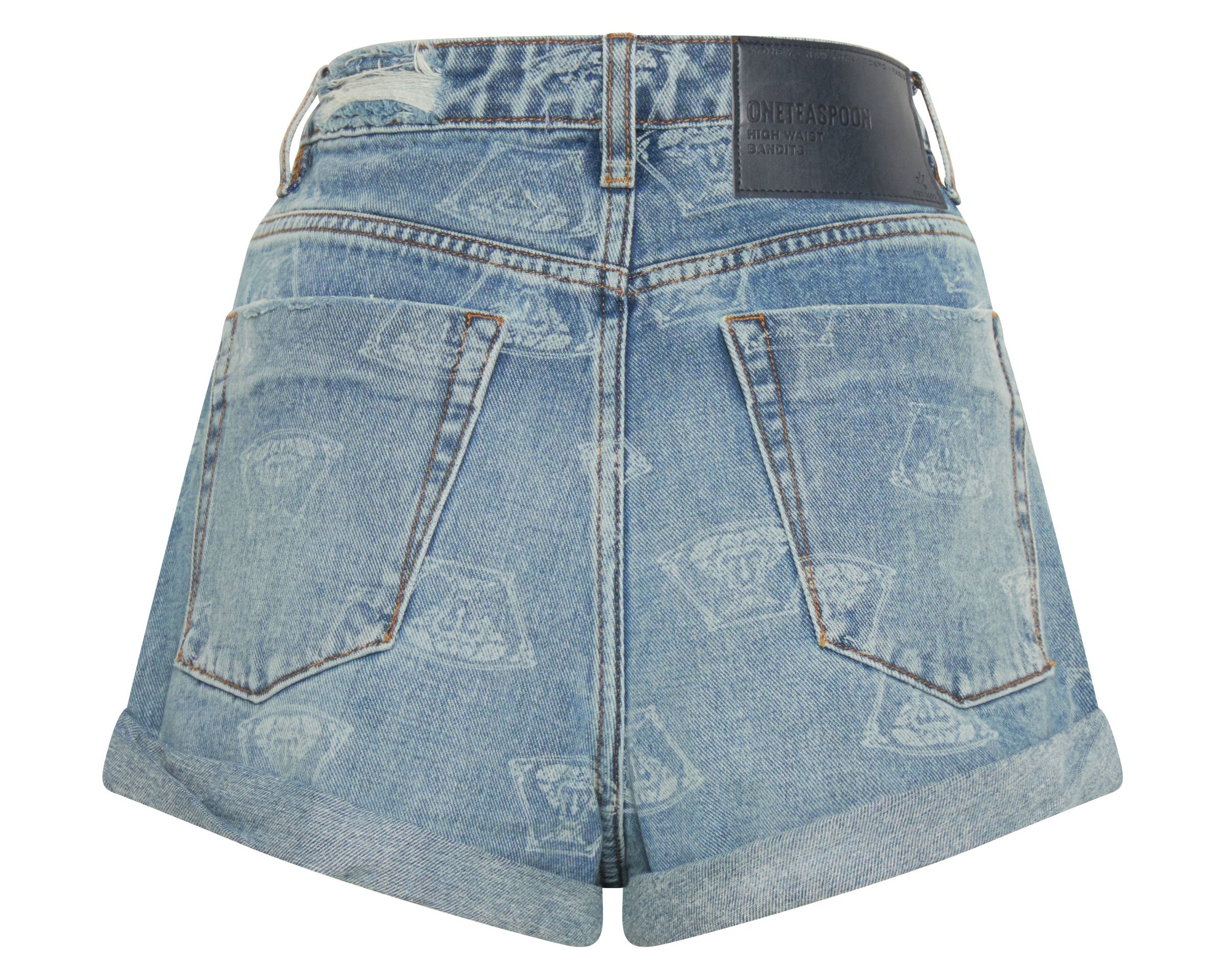 Bandits High Waist Denim Shorts - Medusa Blue