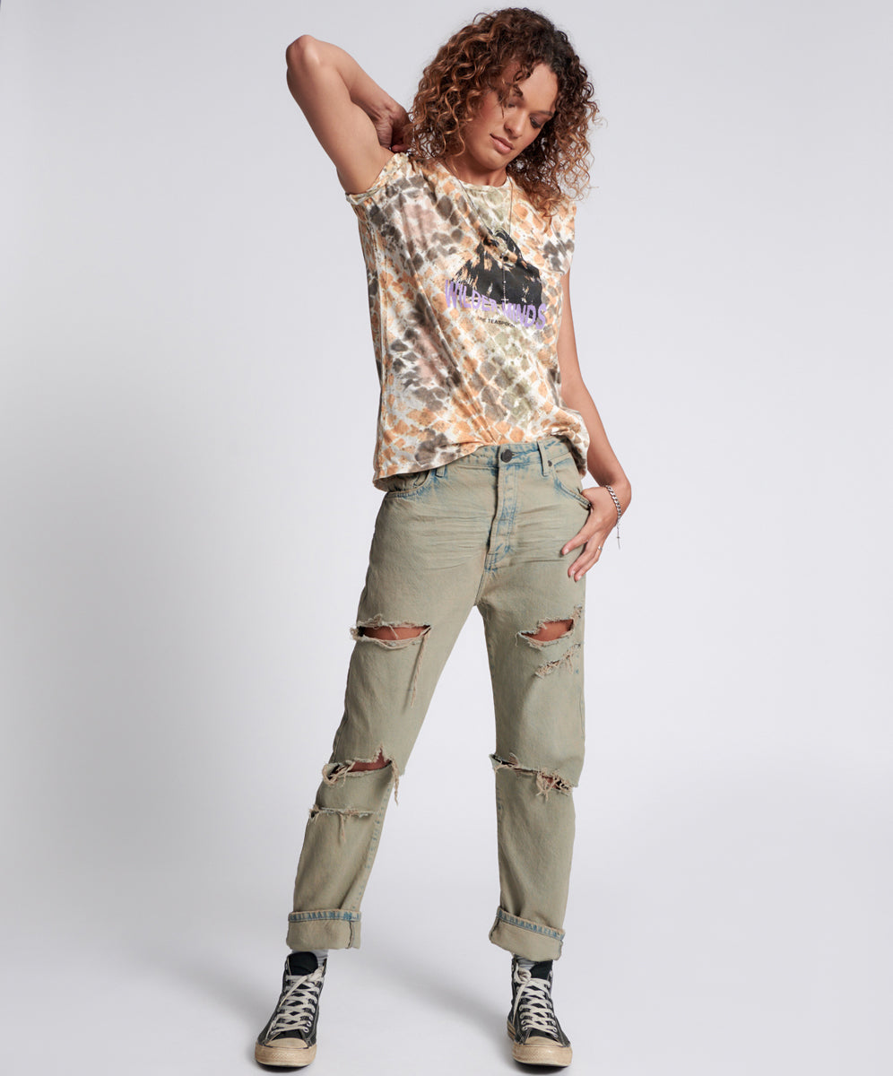 Products Bandits Low Waist Boyfriend Denim Jeans - Khaki Haze