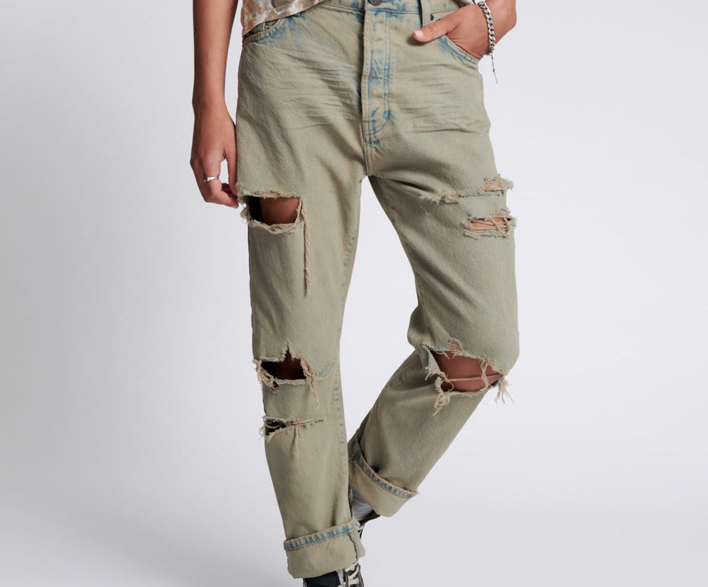 Bandits Low Waist Boyfriend Denim Jeans - Khaki Haze