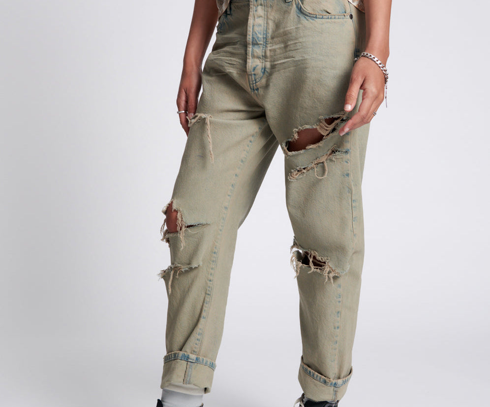 Bandits Low Waist Boyfriend Denim Jeans - Khaki Haze