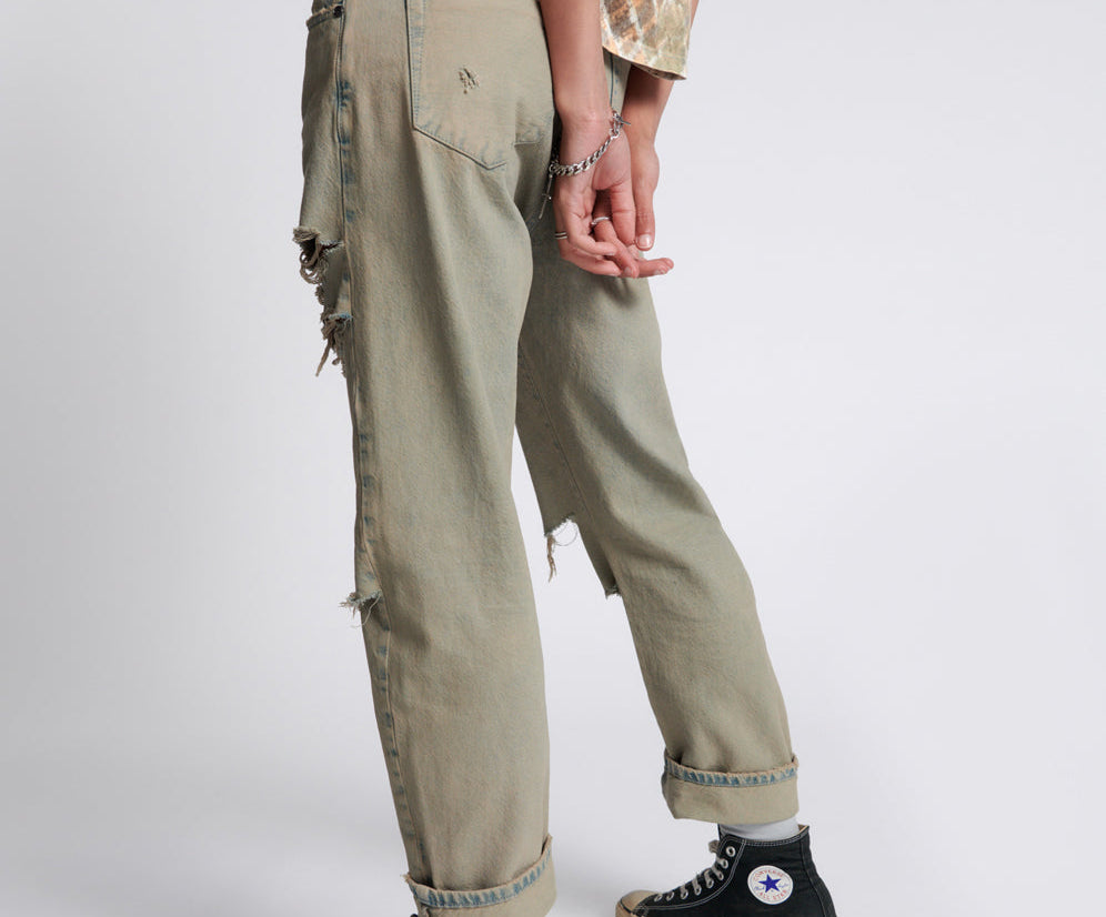 Bandits Low Waist Boyfriend Denim Jeans - Khaki Haze