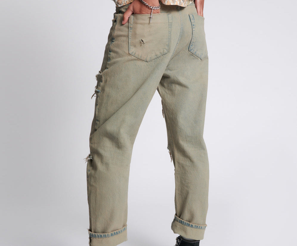 Bandits Low Waist Boyfriend Denim Jeans - Khaki Haze