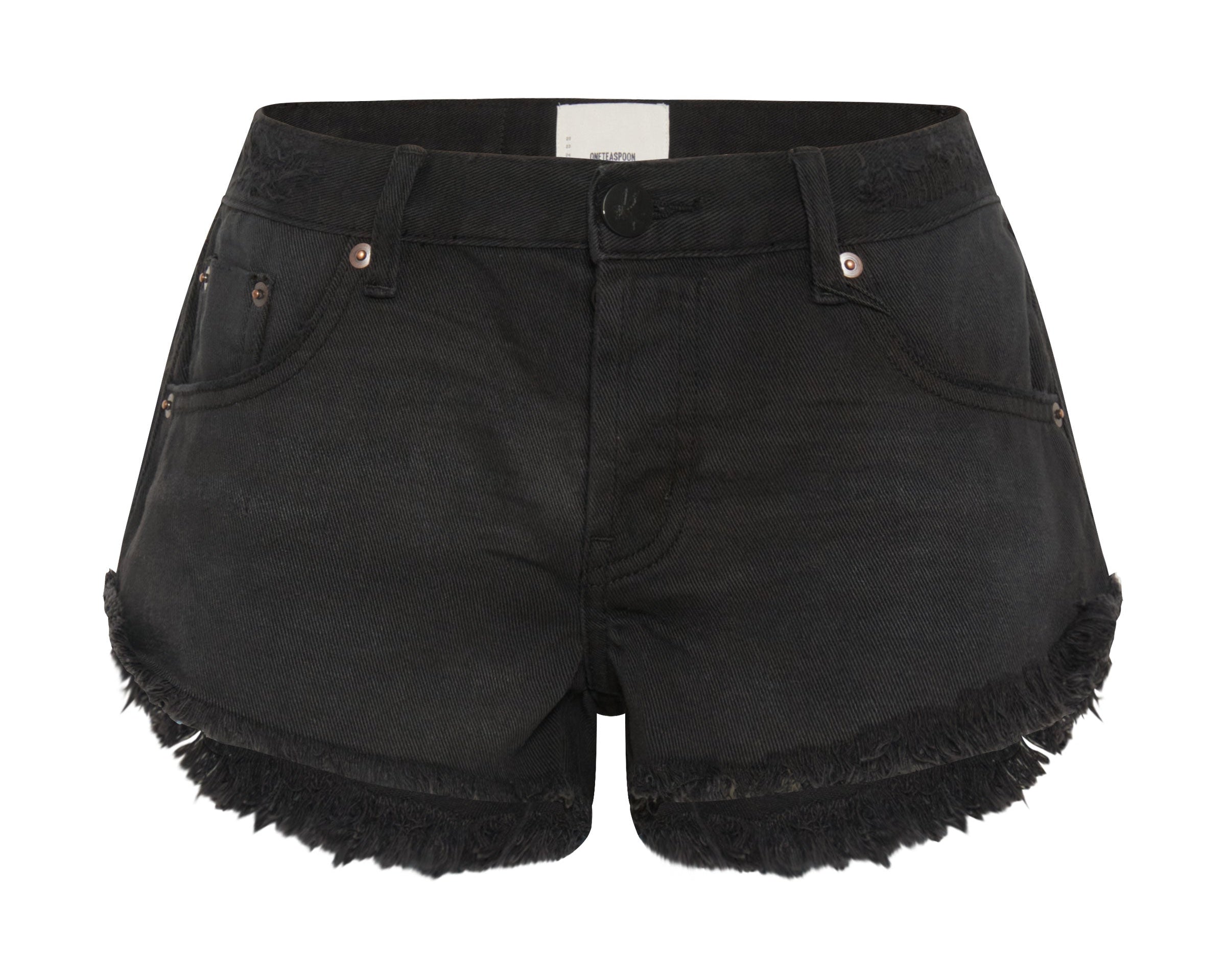 Dukes Low Waist Mini Denim Shorts - Black Oak