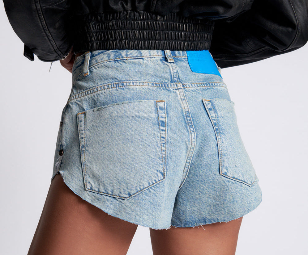 KANSAS ACID THE ONE FITTED CHEEKY DENIM SHORTS