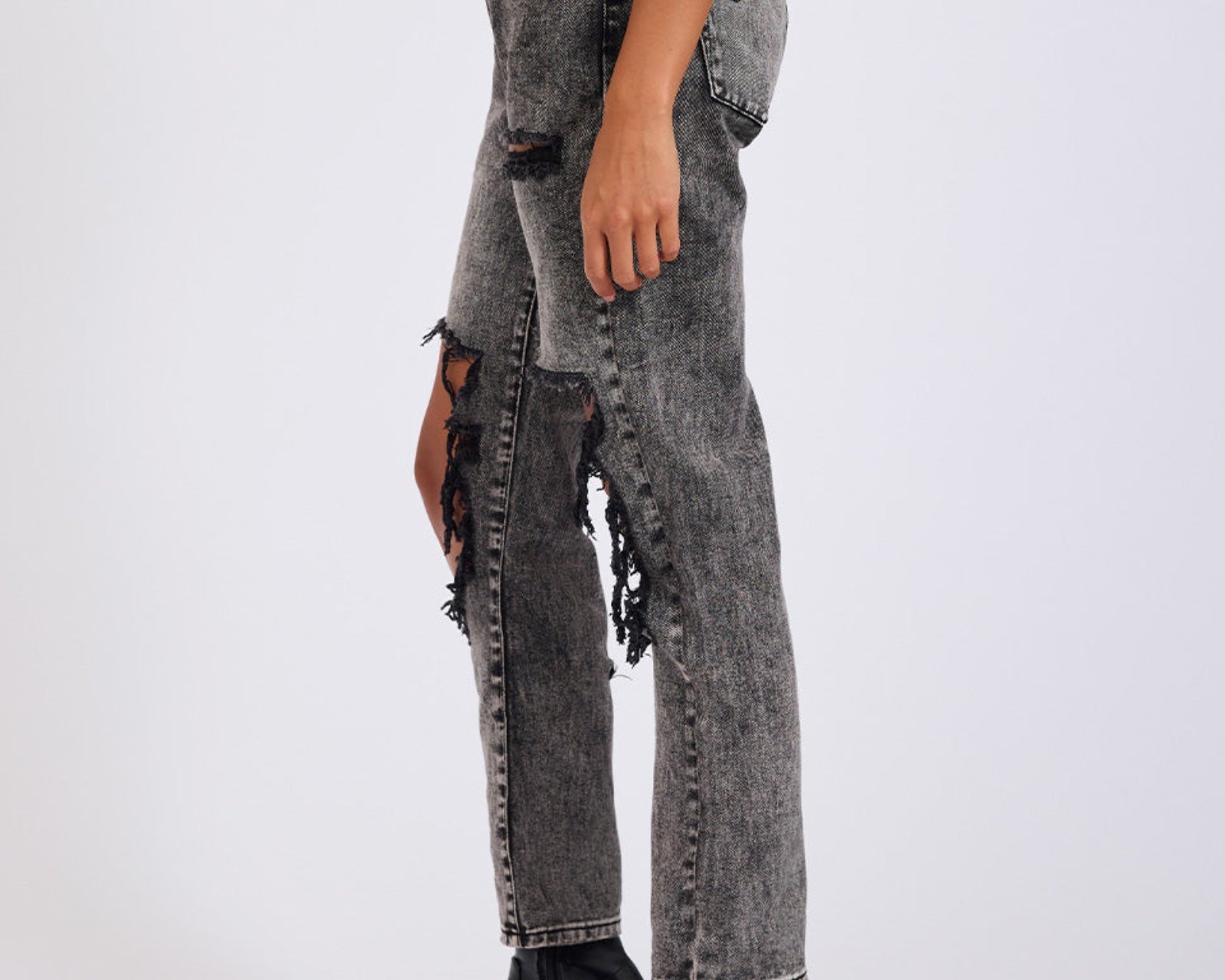Awesome Baggies High Waist Straight Leg Denim Jeans - Rodeo Grey