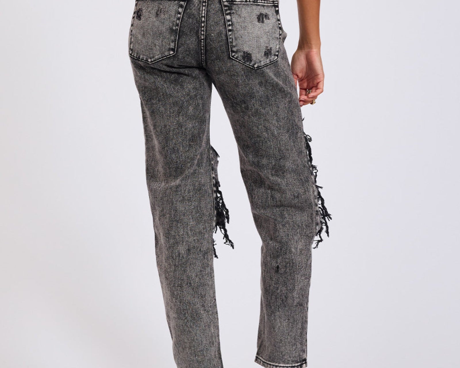 Awesome Baggies High Waist Straight Leg Denim Jeans - Rodeo Grey