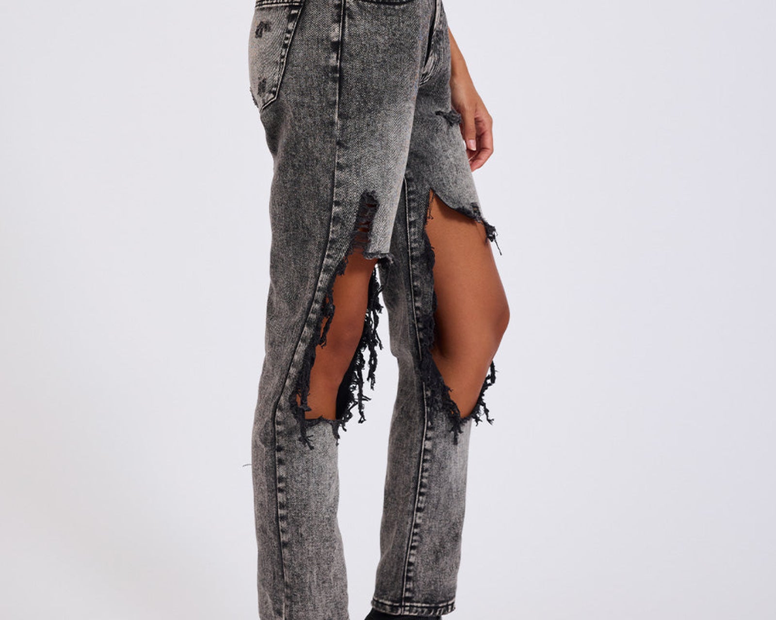 Awesome Baggies High Waist Straight Leg Denim Jeans - Rodeo Grey