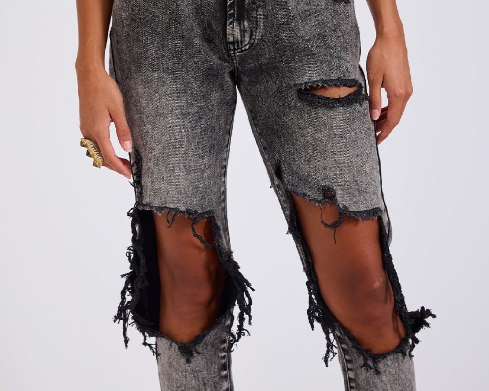 Awesome Baggies High Waist Straight Leg Denim Jeans - Rodeo Grey
