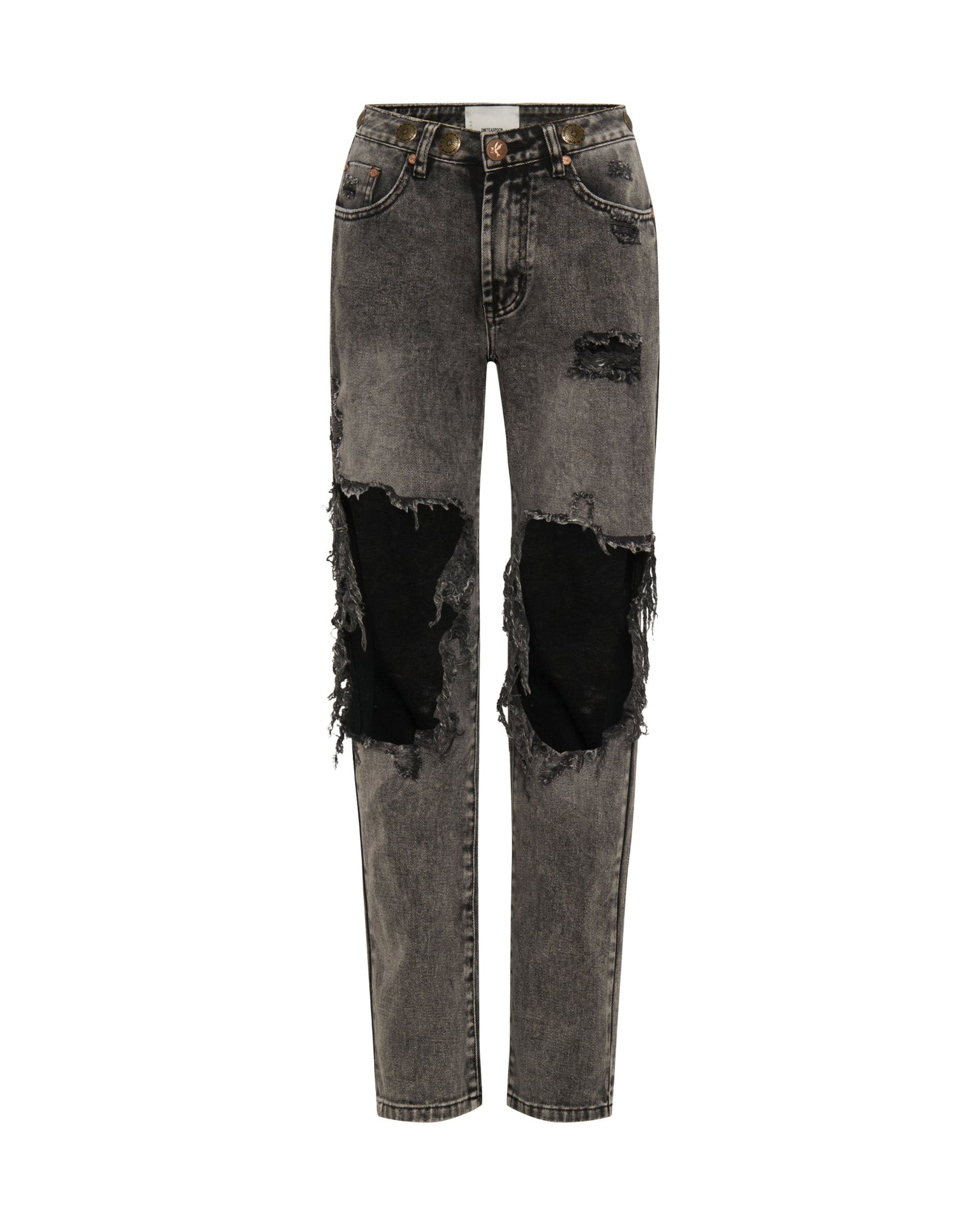 Awesome Baggies High Waist Straight Leg Denim Jeans - Rodeo Grey