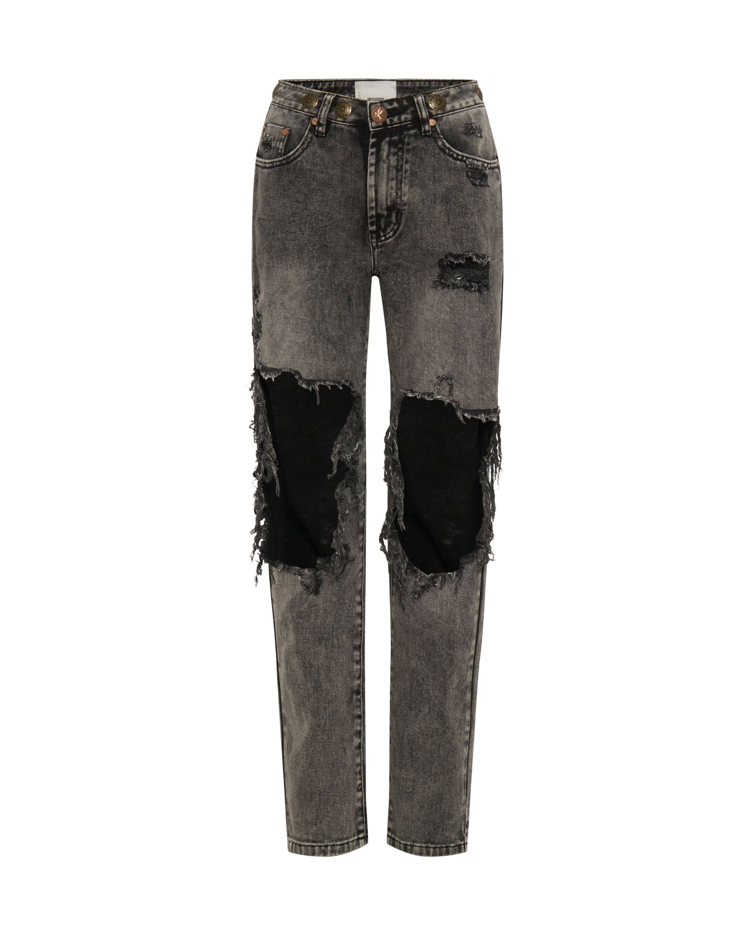 Awesome Baggies High Waist Straight Leg Denim Jeans - Rodeo Grey