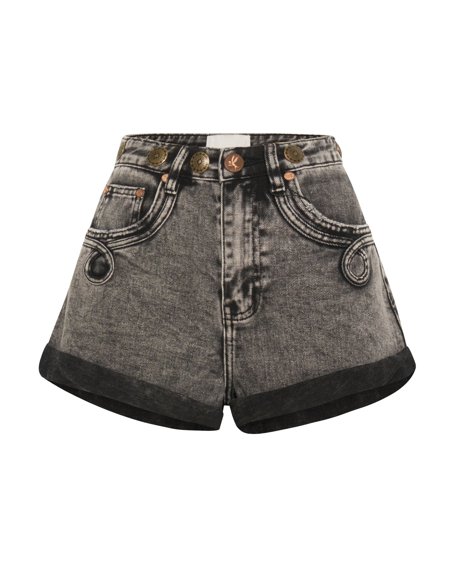 Products Bandits High Waist Denim Shorts - Rodeo Grey
