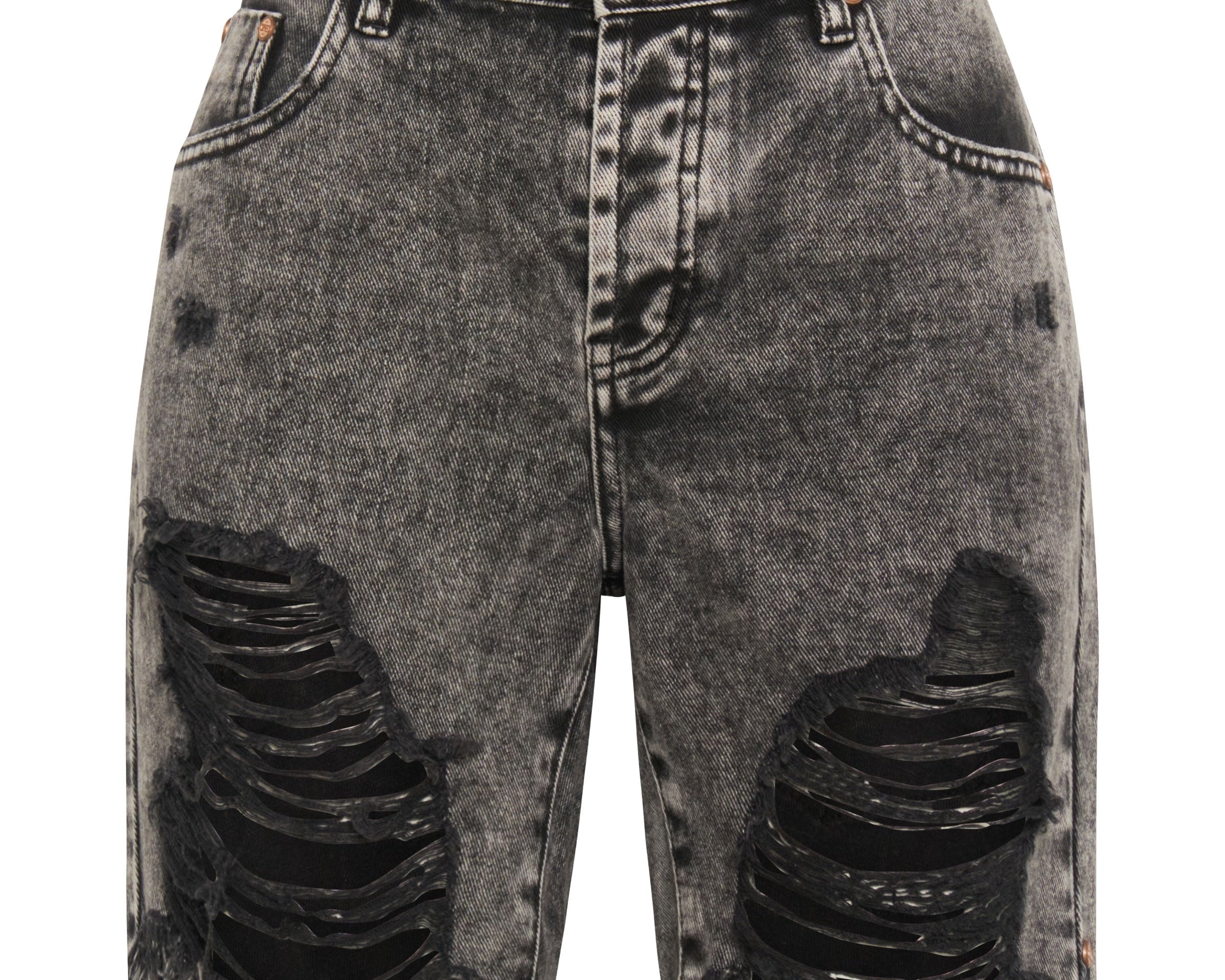 Stevies Low Waist Waist Long Length Boyfriend Denim Shorts - Rodeo Grey