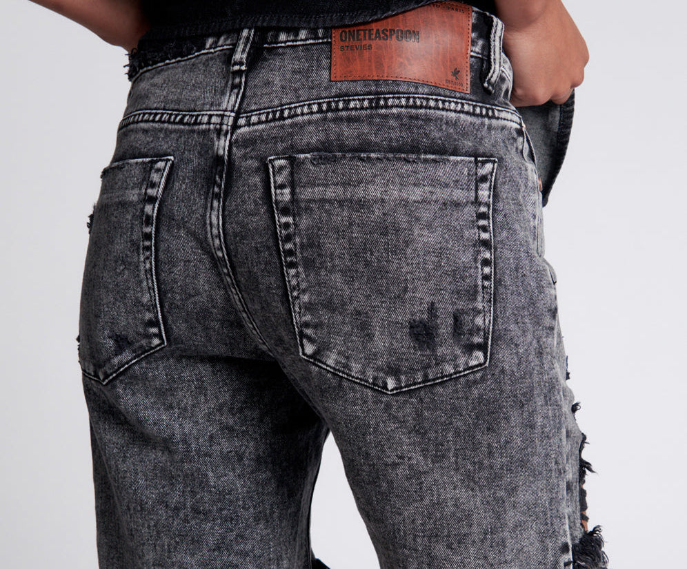 Stevies Low Waist Waist Long Length Boyfriend Denim Shorts - Rodeo Grey