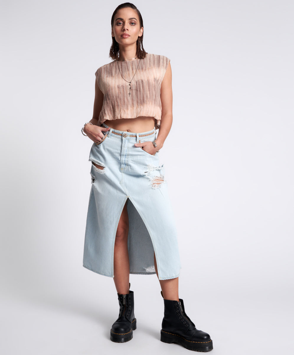 Products ANGEL BLUE ROCKO LONG LENGTH DENIM SKIRT