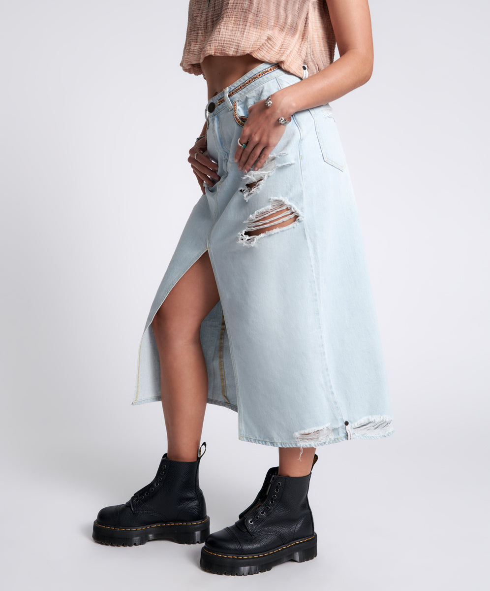 Products ANGEL BLUE ROCKO LONG LENGTH DENIM SKIRT