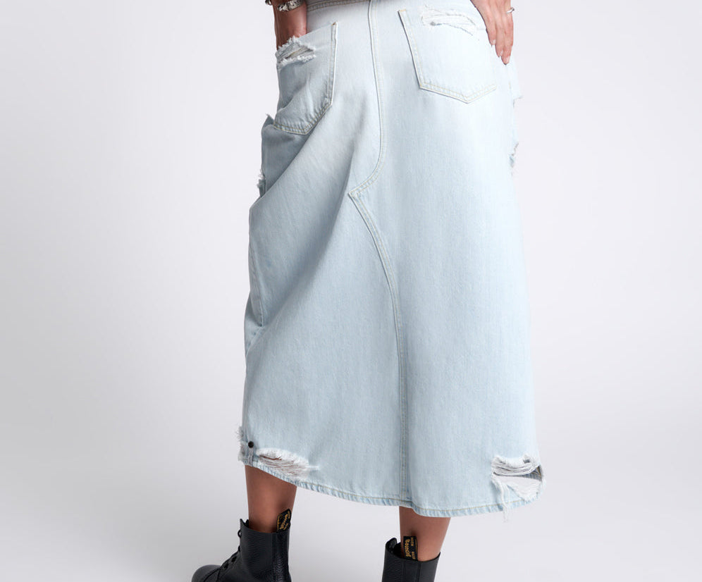 ANGEL BLUE ROCKO LONG LENGTH DENIM SKIRT