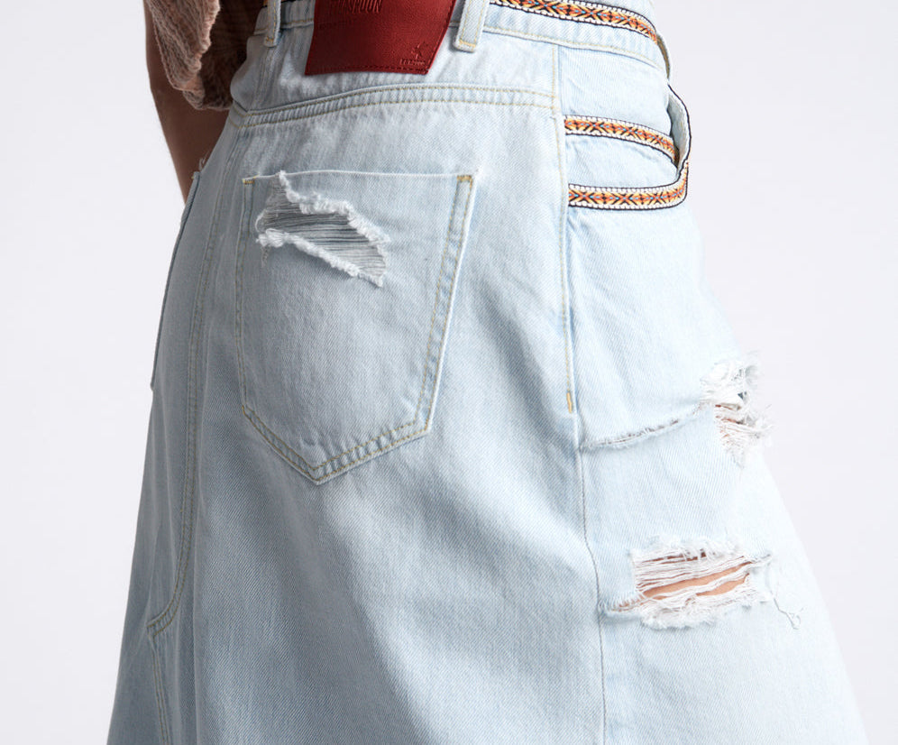 ANGEL BLUE ROCKO LONG LENGTH DENIM SKIRT