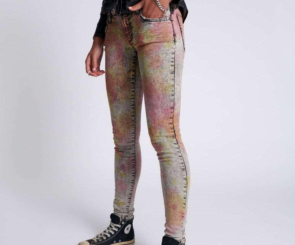 Freebirds Ii Low Waist Stretch Skinny Denim Jeans - Sunset Acid