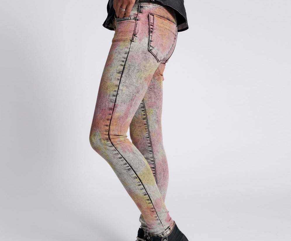 Freebirds Ii Low Waist Stretch Skinny Denim Jeans - Sunset Acid