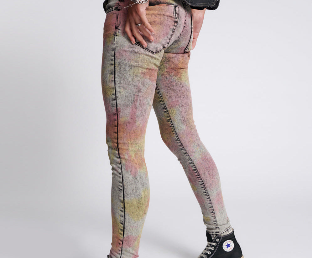 Freebirds Ii Low Waist Stretch Skinny Denim Jeans - Sunset Acid