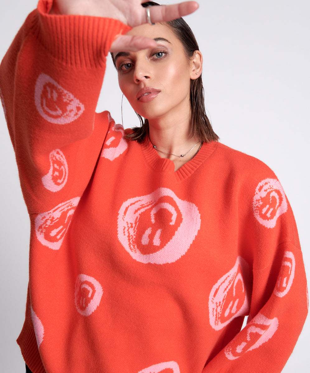 Last Stock ALL OVER SMILEY KNIT SWEATER